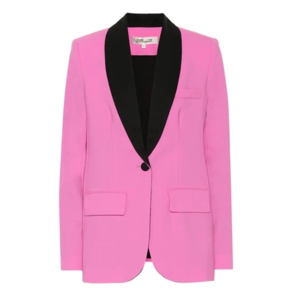 Diane von furstenberg Tommy crepe two tone blazer/jacket pink & black 0 - Picture 1 of 13
